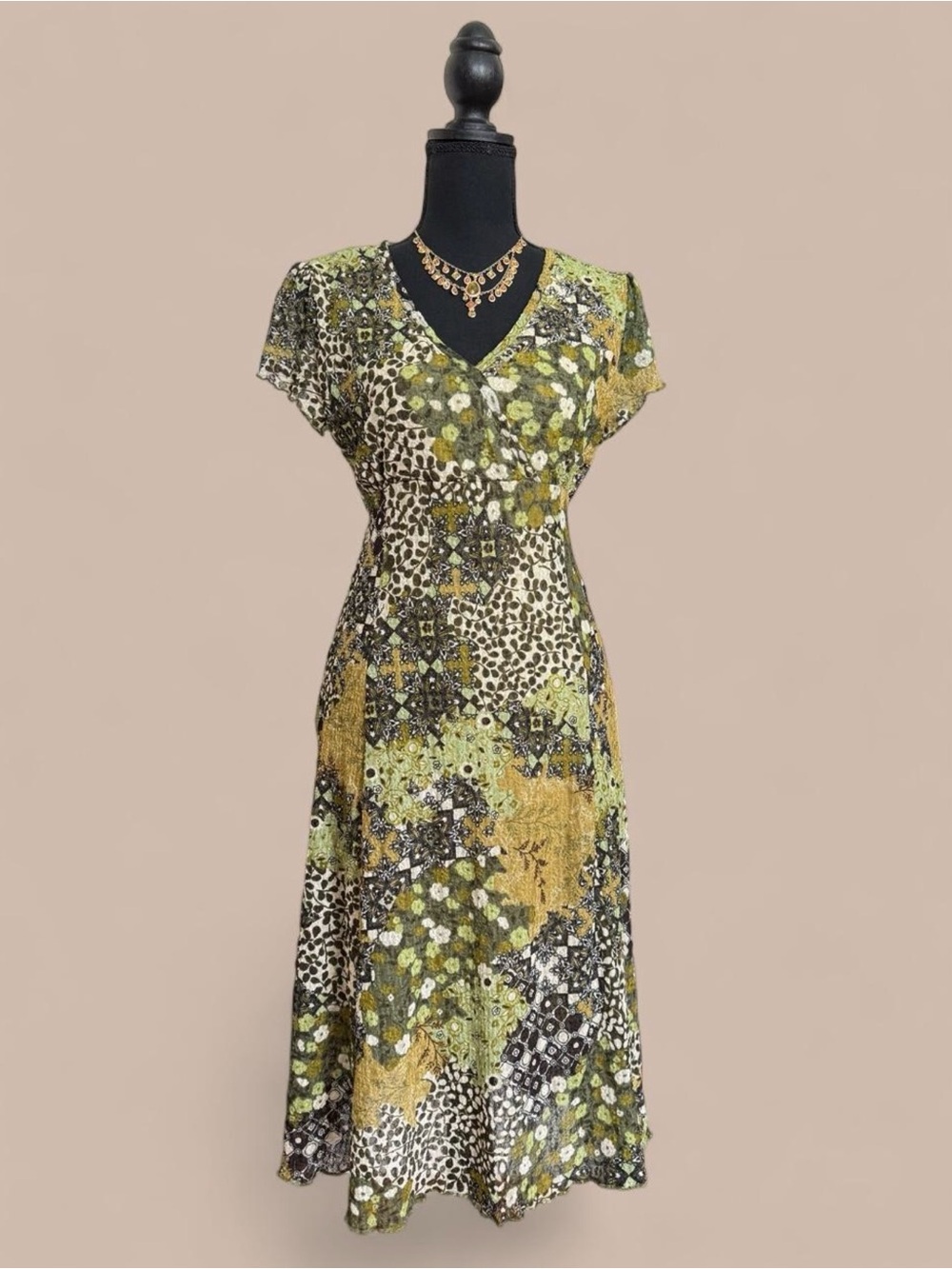 Vintage 2000s Boho Earth Fairy Fall Dress | US 8 - UK 12